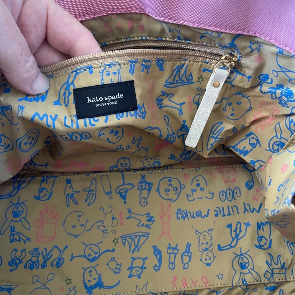 Kate Spade pink canvas baby tote bag